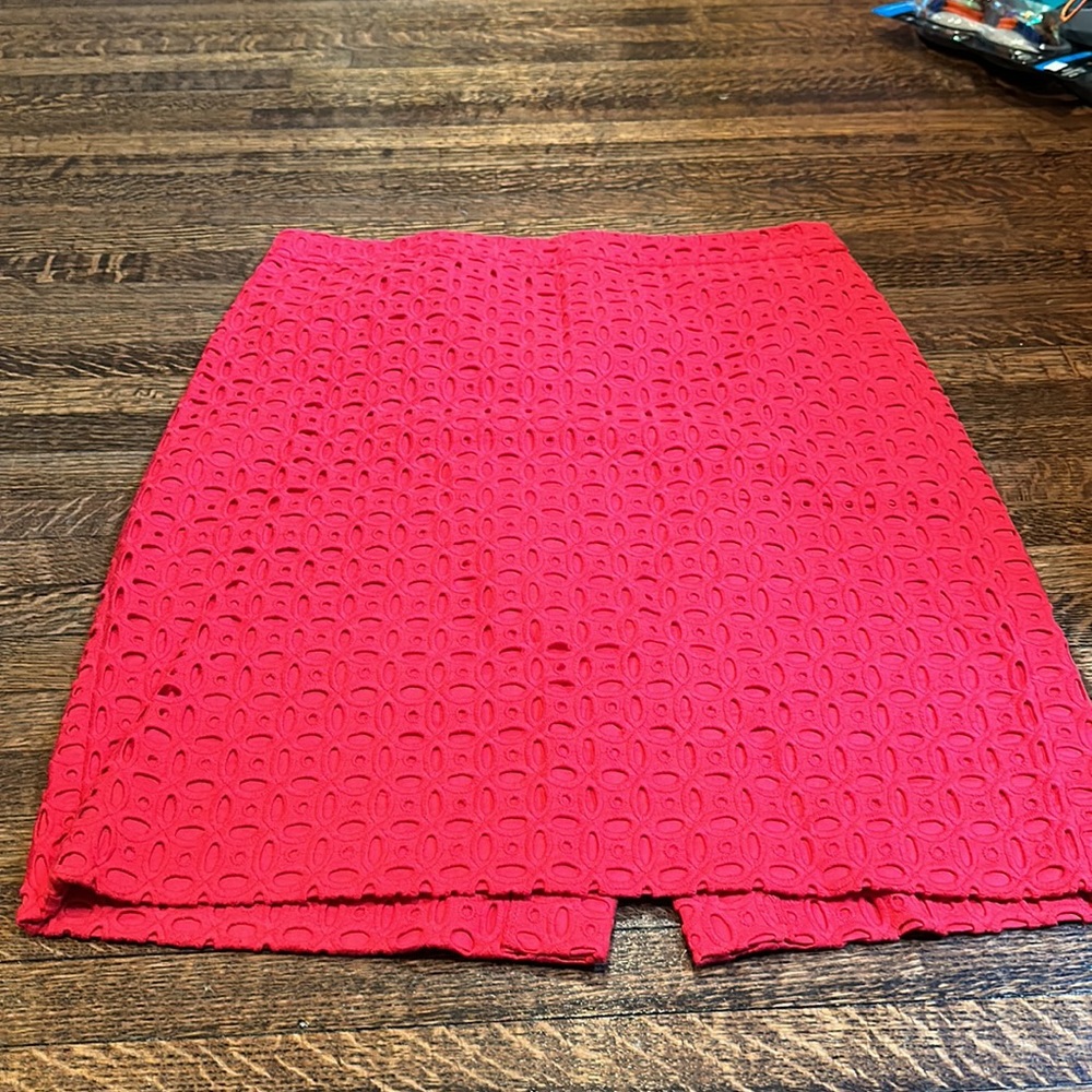 Jcrew number 2 pencil skirt in red eyelet